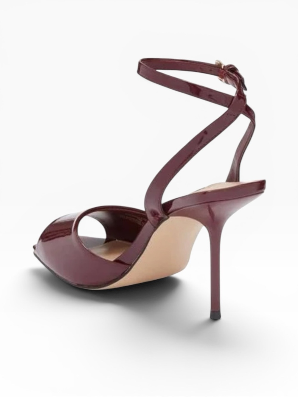 STEVE MADDEN LEESHA BURGUNDY PATENT ANKLE STRAP SQUARE TOE HEELS NWT SIZE 10 - Picture 11 of 14